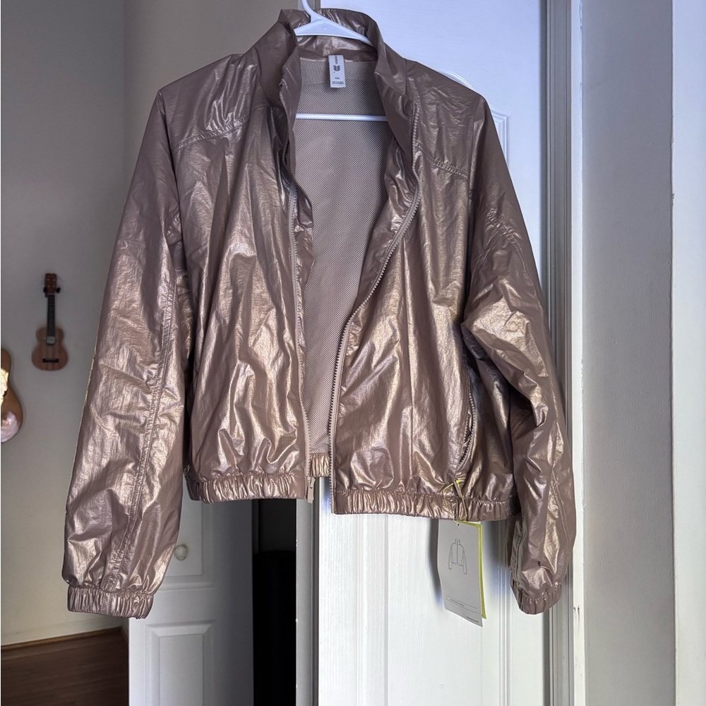All in Motion Shimmering Tan Bomber Jacket